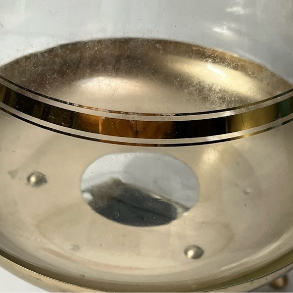 Vtg Mid-Century INLAND Glass Carafe‎ & Warmer 22k Gold Trim Coffee Pot Cork Lid - Picture 7 of 13